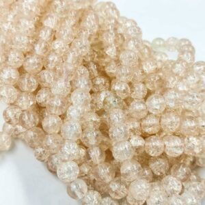 CRACKLEBEADS0003- 1 STRAND LIGHT PEACH 8 MM CRACKLE BEADS