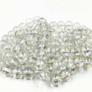 CRACKLEBEADS0005- 1 STRAND TRANSPARENT 8 MM CRACKLE BEADS