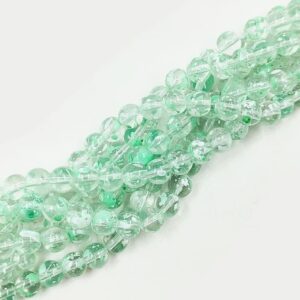 CRACKLEBEADS0006- 1 STRAND CYAN 8 MM CRACKLE BEADS