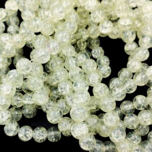 CRACKLEBEADS0008- 1 STRAND OFF WHITE 8 MM CRACKLE BEADS