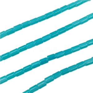 CYLINDRICALBEADS0002- 1 STRAND TURQUOISE 8 X 5 MM GLASS CYLINDRICAL BEADS