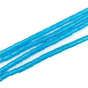 CYLINDRICALBEADS0003- 1 STRAND SKY BLUE 8 X 5 MM GLASS CYLINDRICAL BEADS