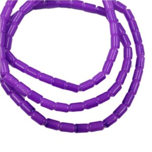 CYLINDRICALBEADS0005- 1 STRAND  VIOLET 8 X 5 MM GLASS CYLINDRICAL BEADS