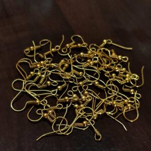 FINDINGS0041- 123 PCS GOLDEN METAL EARRING-HOOK FOR JEWELLERY MAKING- 25 GRAMS PACK