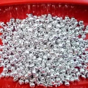 FINDINGS0054 - 90 PCS SILVER METAL GHUNGROO FOR JEWELLERY MAKING - 25 GRAMS PACK