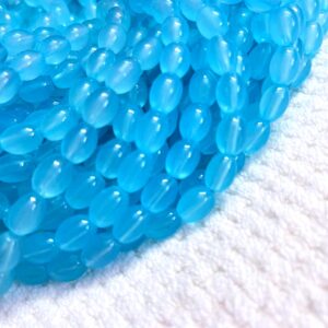 OVALBEADS01- 1 STRAND SKYBLUE 10 X 8 MM OVAL GLASS BEADS