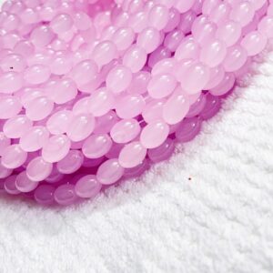 OVALBEADS08- 1 STRAND BLUSH PINK10 X 8 MM OVAL SHAPED GLASS BEADS