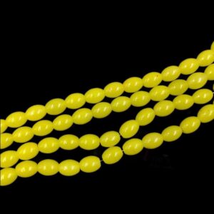 OVALBEADS22- 1 STRAND LEMON YELLOW 10 X 8 MM OVAL BEADS