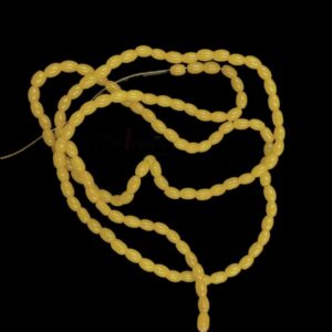 OVALBEADS32- 1 STRAND YELLOW 6 X 4.5 MM GLASS OVAL BEADS