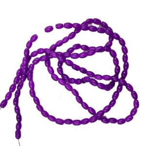 OVALBEADS34- 1 STRAND VIOLET  6 X 4.5 MM GLASS OVAL BEADS