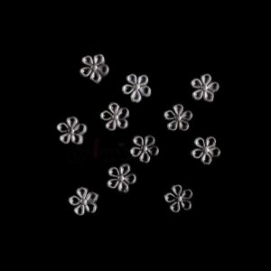 OXIBEADS0043 - ARNAS 40 PCs PACK OF SILVER FLORAL MOTIF SMALL GERMAN SILVER METAL BEADS (20 GM)