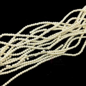 PEARLBEADS0001 - 1 STRAND IVORY WHITE 2 MM ROUND PEARL BEADS