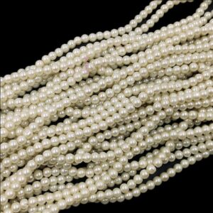 PEARLBEADS0003 - 1 STRAND IVORY WHITE 6 MM ROUND PEARL BEADS