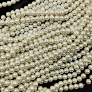 PEARLBEADS0004 - 1 STRAND IVORY WHITE 8 MM ROUND PEARL BEADS