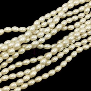PEARLBEADS0008 - 1 STRAND IVORY WHITE 0.8 x 0.6 CM OVAL PEARL BEADS