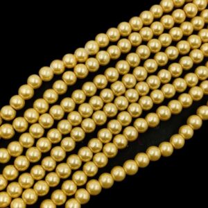 PEARLBEADS0010 - 1 STRAND CREAM 8 MM ROUND GLASS PEARL BEADS