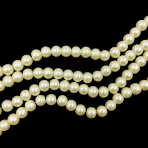 PEARLBEADS0011 - 1 STRAND WHITE 8 MM ROUND GLASS PEARL BEADS