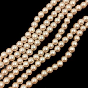 PEARLBEADS0012 - 1 STRAND ROSE GOLD 8 MM ROUND GLASS PEARL BEADS
