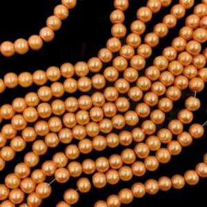 PEARLBEADS0014 - 1 STRAND PEACH 8 MM ROUND GLASS PEARL BEADS
