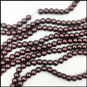 PEARLBEADS0018 - 1 STRAND COPPER 8 MM ROUND GLASS PEARL BEADS