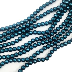 PEARLBEADS0019 - 1 STRAND RAMA GREEN 8 MM ROUND GLASS PEARL BEADS