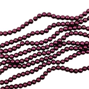 PEARLBEADS0024 – 1 STRAND MAROON 8 MM ROUND GLASS PEARL BEADS