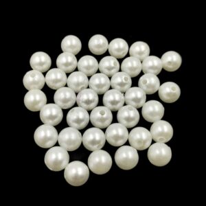 PLASTICBEADS0027- ARNAS 8MM WHITE PLASTIC BEADS FOR JEWELLERY MAKING - 20 GRAMS PACK