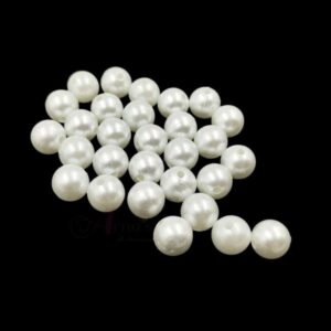 PLASTICBEADS0029- ARNAS 10MM WHITE PLASTIC BEADS FOR JEWELLERY MAKING - 20 GRAMS PACK