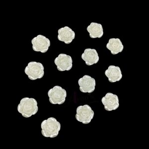 PLASTICBEADS0031- ARNAS OFF WHITE ROSE MOTIF PLASTIC BEADS FOR JEWELLERY MAKING - 20 GRAMS PACK