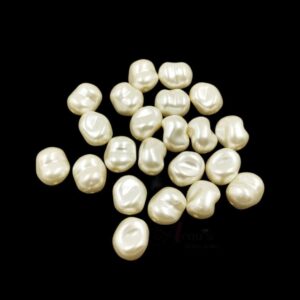 PLASTICBEADS0033- ARNAS OFF WHITE IRREGULAR MOTIF PLASTIC BEADS FOR JEWELLERY MAKING - 20 GRAMS PACK