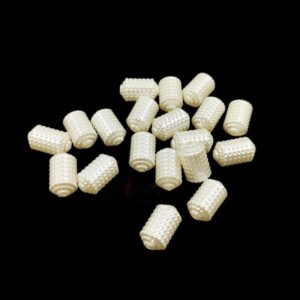PLASTICBEADS0034- ARNAS OFF WHITE CYLINDER MOTIF PLASTIC BEADS FOR JEWELLERY MAKING - 20 GRAMS PACK