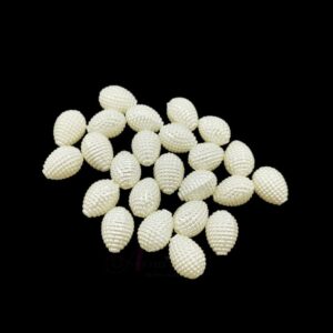 PLASTICBEADS0035- ARNAS OFF WHITE OVAL MOTIF PLASTIC BEADS FOR JEWELLERY MAKING - 20 GRAMS PACK