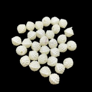 PLASTICBEADS0036- ARNAS OFF WHITE OVAL MOTIF PLASTIC BEADS FOR JEWELLERY MAKING - 20 GRAMS PACK