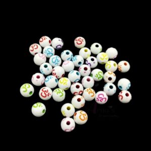 PLASTICBEADS0022- COLOR OM WHITE ROUND 6MM PLASTIC BEADS FOR JEWELLERY MAKING - 20 GRAMS PACK