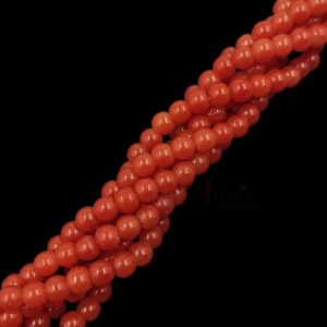 RGLASS0055- 1 STRAND ORANGE 6MM ROUND GLASS BEADS