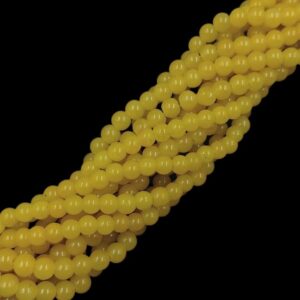 RGLASS0059- 1 STRAND YELLOW 6MM ROUND GLASS BEADS