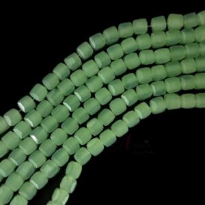 SQUAREBEAD0005- 1 STRND PALE GREEN 5 MM OPAQUE SQUARE BEADS
