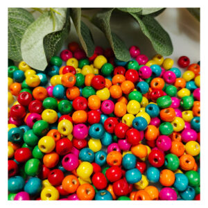 WOODEN0014- 1 PACK OF MULTI COLOR 6 mm ROUND WOODEN BEADS FOR BRACELETE | RAKHI MAKING (25 gm)