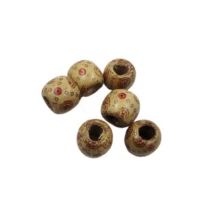 WOODEN0028- ARNAS 1 PACK OF DESIGNER CYLINDRICAL WOODEN BEADS FOR BRACELETE | RAKHI MAKING (25 gm)