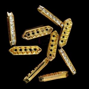 CONNECTOR0046 - ARNA’S 4 PCs PACK OF GOLDEN OXIDISED GERMAN SILVER FIVE LOOP CONNECTOR FOR JEWELLERY MAKING