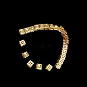 KUNDAN126 – ARNAS 5 PCS PACK OF 7 MM WHITE SQUARE MOTIVE MEENAKARI KUNDAN FOR JEWELLERY | BRACELETE | RAKHI MAKING