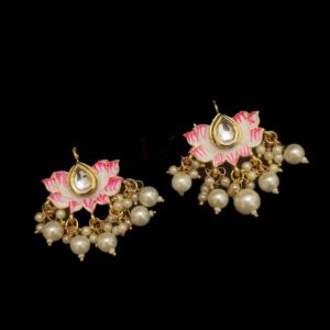 KUNDAN170 - ARNAS 1 PAIR PACK OF LOTUS MOTIF KUNDAN BEADS FOR JEWELLERY | BRACELETE | RAKHI MAKING