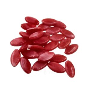 PLASTICBEADS0042- 1 PACKET RED 15 X 8 MM FLAT OVAL PLASTIC BEADS (20 GM)