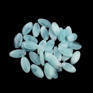 PLASTICBEADS0040 - 1 PACKET SKY BLUE 15 X 8 MM FLAT OVAL PLASTIC BEADS (20 GM)