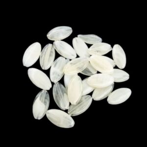 PLASTICBEADS0041– 1 PACKET OFF WHITE 15 X 8 MM FLAT OVAL PLASTIC BEADS (20 GM)