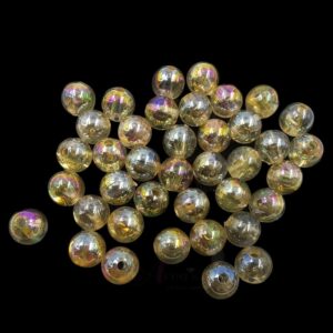 PLASTICBEADS0050 - 1 PACKET TRANSPARENT GOLDEN 8 MM PLASTIC BEADS (20 GM)
