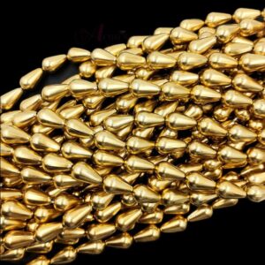 PLASTICBEADS0056 - ARNAS 24 PCs PACK OF 20 X 12 MM GOLDEN DROP MOTIVE PLASTIC BEADS FOR JEWELLERY MAKING ( 35 GRAMS PACK )