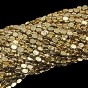 PLASTICBEADS0057 – ARNAS 80 PCs PACK OF 10 X 8 MM GOLDEN TABLET PLASTIC BEADS FOR JEWELLERY MAKING ( 30 GMs )