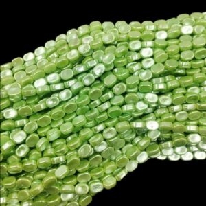 PLASTICBEADS0064 – ARNAS 80 PCs PACK OF 10 X 8 MM PISTA GREEN TABLET PLASTIC BEADS FOR JEWELLERY MAKING ( 30 GMs )