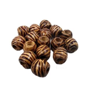 WOODEN0031- 1 PACK OF 16 X 16 MM BROWN WOODEN BEADS FOR BRACELETE | RAKHI MAKING (25 gm)